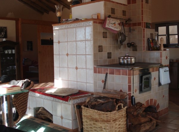 The cast iron kitchen with stove is used every day